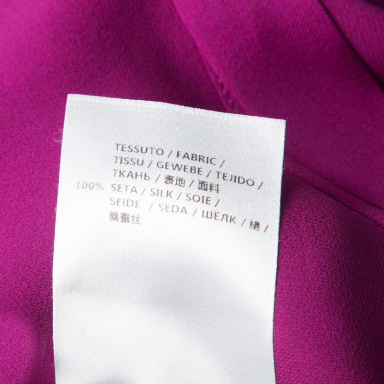 Pre Owned Gucci Purple Plisse Ruffle Detail Long Sleeve Silk Blouse S