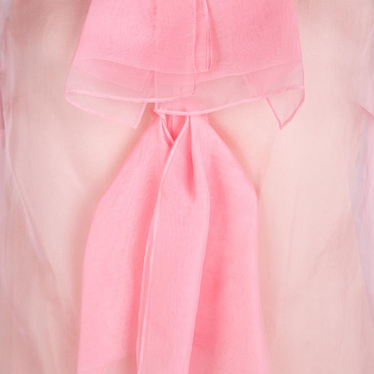 Pre Owned Gucci Pink Organza Bow Detail Sleeveless Blouse M