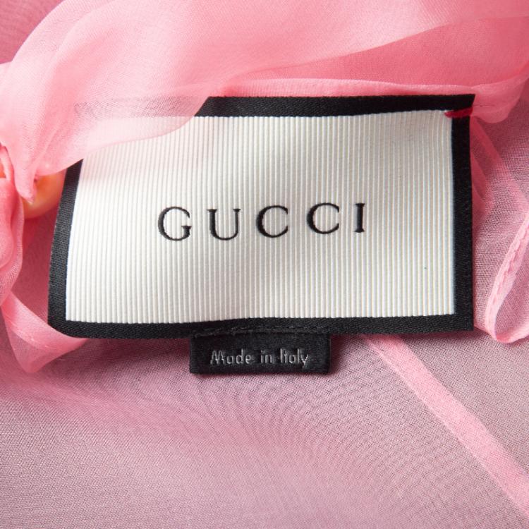 Pre Owned Gucci Pink Organza Bow Detail Sleeveless Blouse M