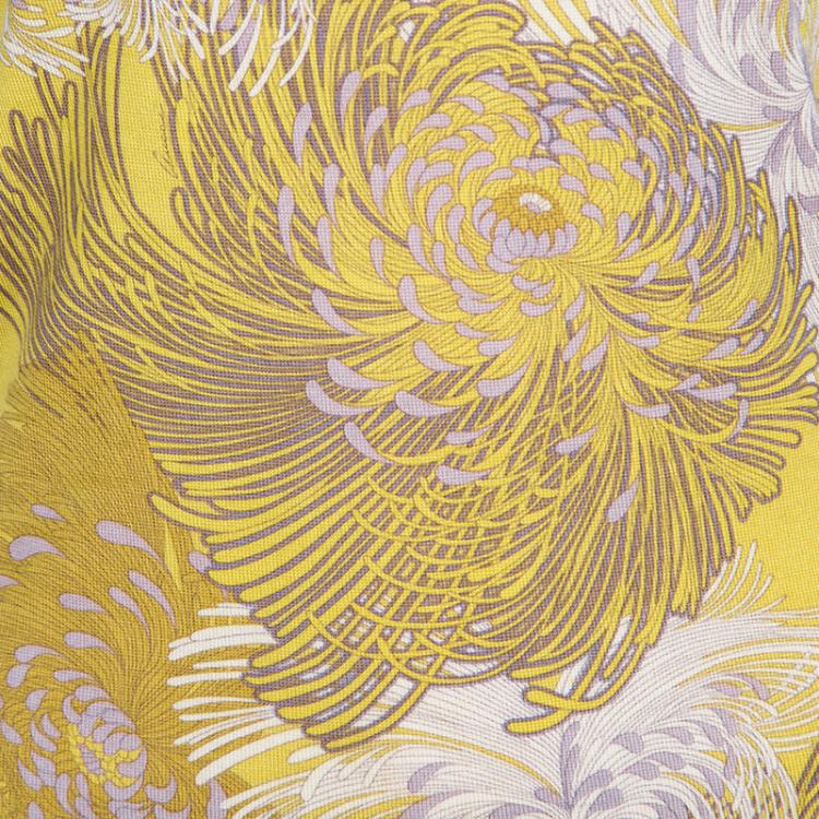 Pre Owned Gucci Mustard Yellow Floral Printed Knit Sleeveless Top M