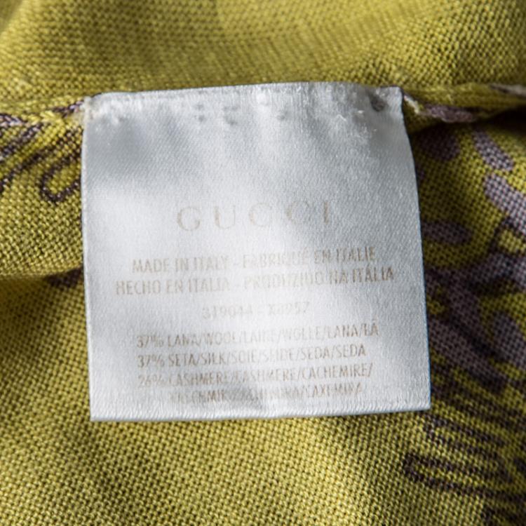 Pre Owned Gucci Mustard Yellow Floral Printed Knit Sleeveless Top M