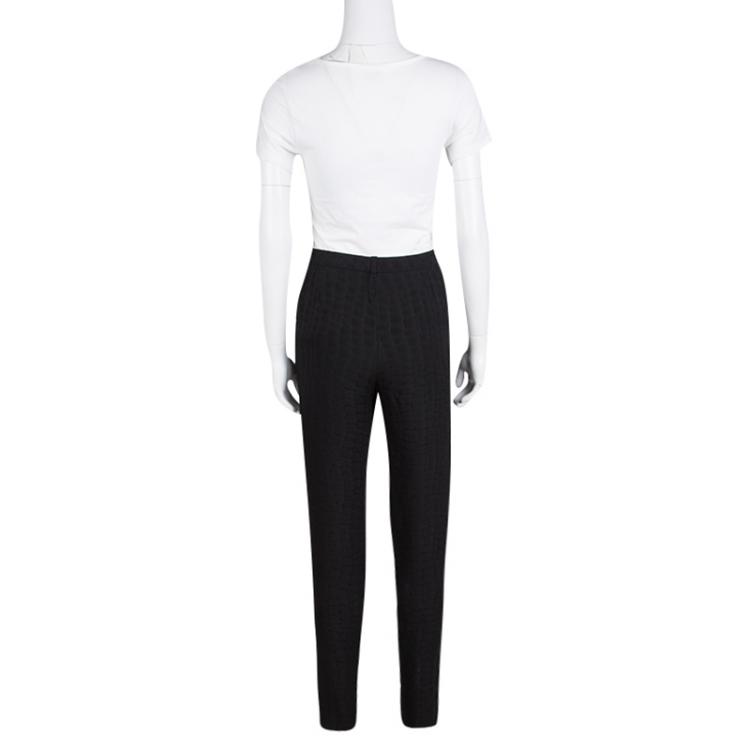 Pre Owned Gucci Black Patterned Jacquard Silk Trousers S