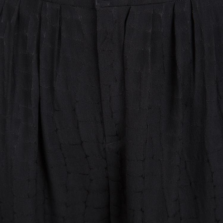 Pre Owned Gucci Black Patterned Jacquard Silk Trousers S