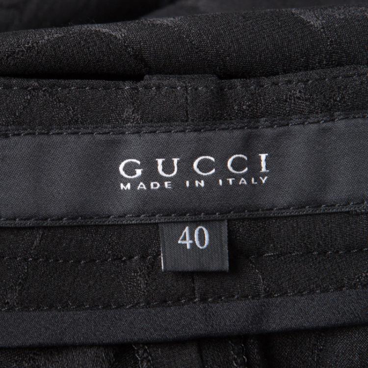 Pre Owned Gucci Black Patterned Jacquard Silk Trousers S