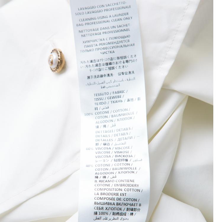 Pre Owned Gucci Magnolia White Cotton Poplin Sylvie Web Trim Brooch Detail Shirt M