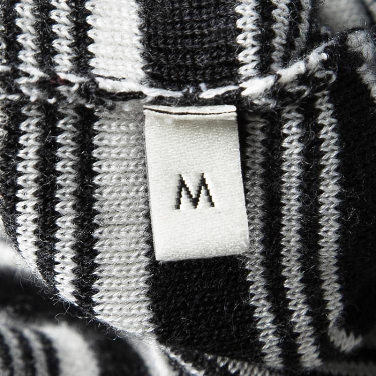 Pre Owned Gucci Monochrome Striped Metallic Cuff Detail Blind For Love Sweater M