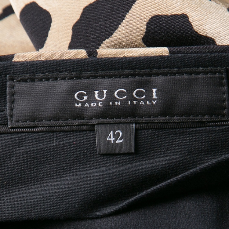 Pre Owned Gucci Beige Animal Printed Silk Tapered Trousers M