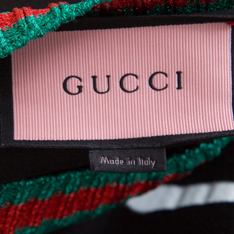 Pre Owned Gucci Black Jersey Lurex Web Trim Detail Ghost Sweatshirt M