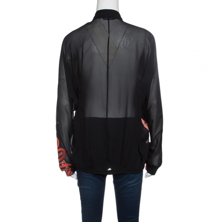 Pre Owned Gucci Black Contrast Front Panel Detail Zip Front Jacket S