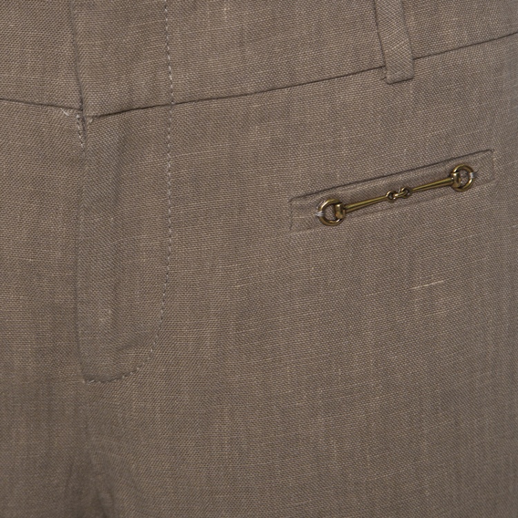 Pre Owned Gucci Brown Horsebit Pocket Detail Shorts M