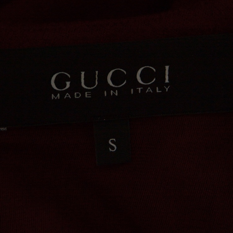 Pre Owned Gucci Red Wool Horsebit Buckle Detail Belted Short Sleeve Dress S