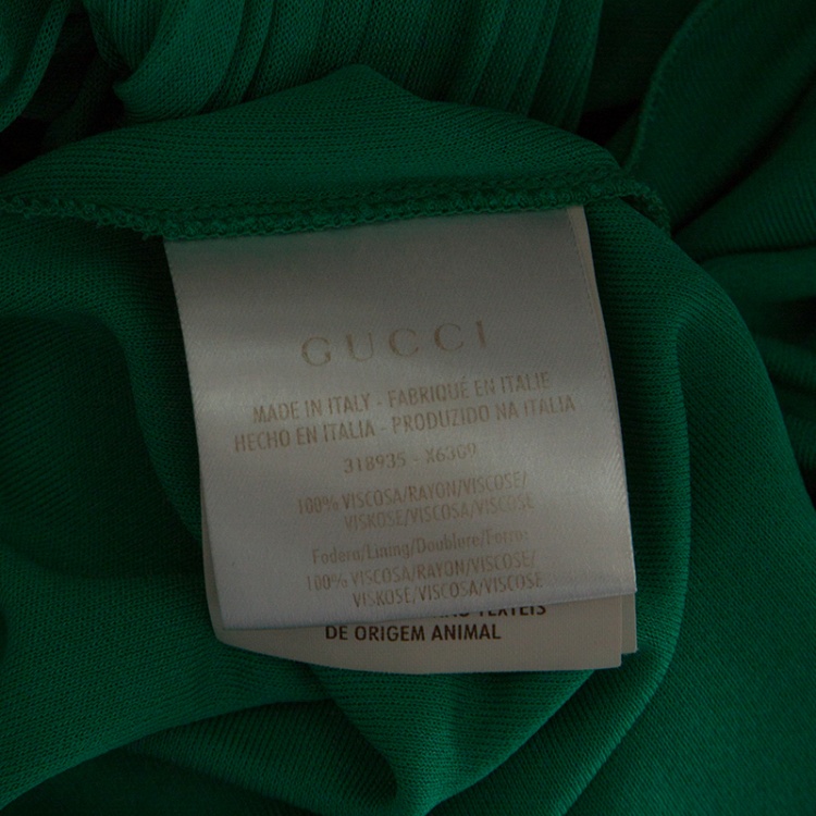 Pre Owned Gucci Mint Green Pleated Sleeveless Belted Dress M