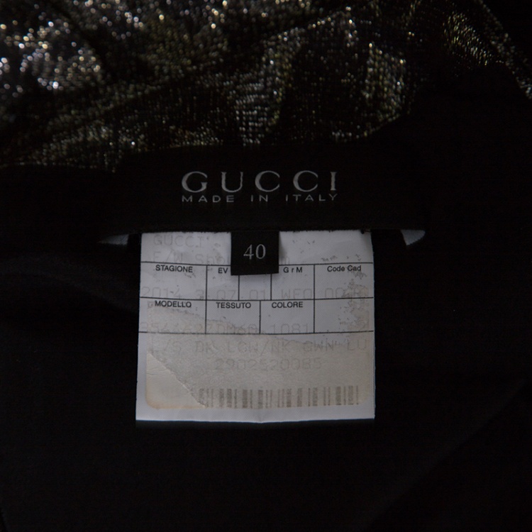Pre Owned Gucci Metallic Animal Pattern Lurex Jacquard Long Sleeve Gown S
