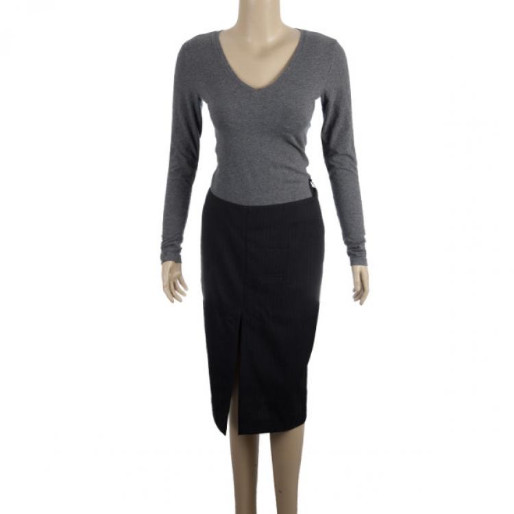 Pre Owned Gucci Fitted Pinstriped Pencil Skirt S