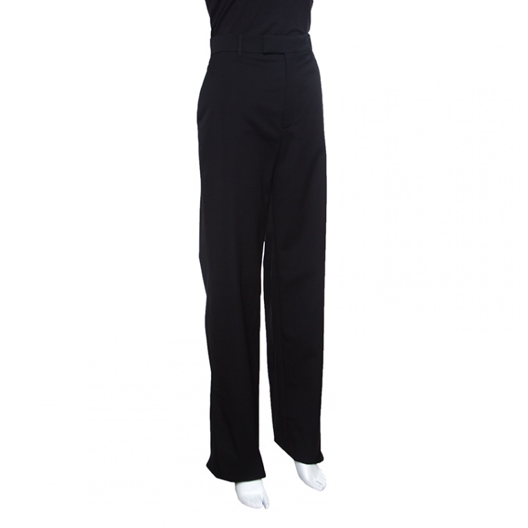 Pre Owned Gucci Black Wool High Waist Tailored Trousers M