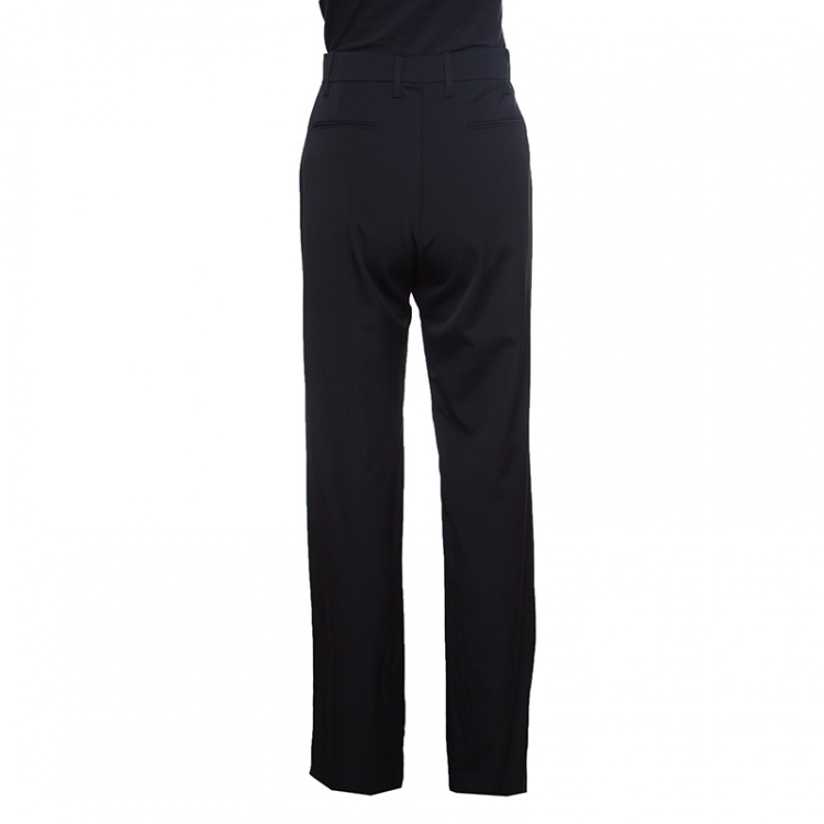 Pre Owned Gucci Black Wool High Waist Tailored Trousers M