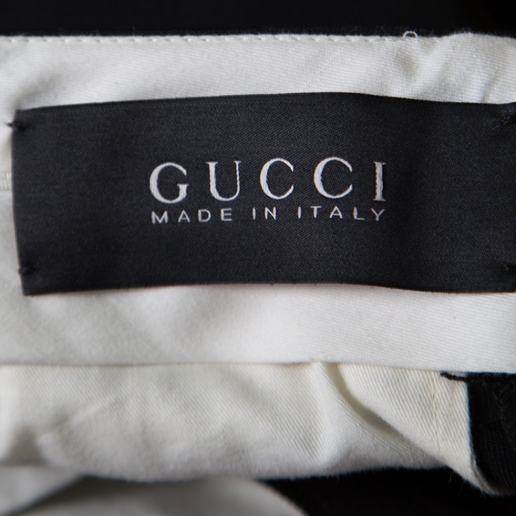 Pre Owned Gucci Black Wool High Waist Tailored Trousers M