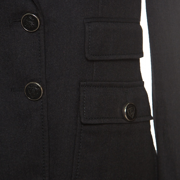 Pre Owned Gucci Charcoal Grey Cotton Tailored Pant Suit S