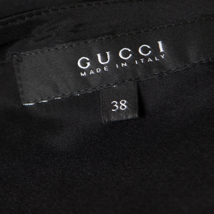 Pre Owned Gucci Black Wool Faux Belt Detail Inverted Pleat Front Skirt S