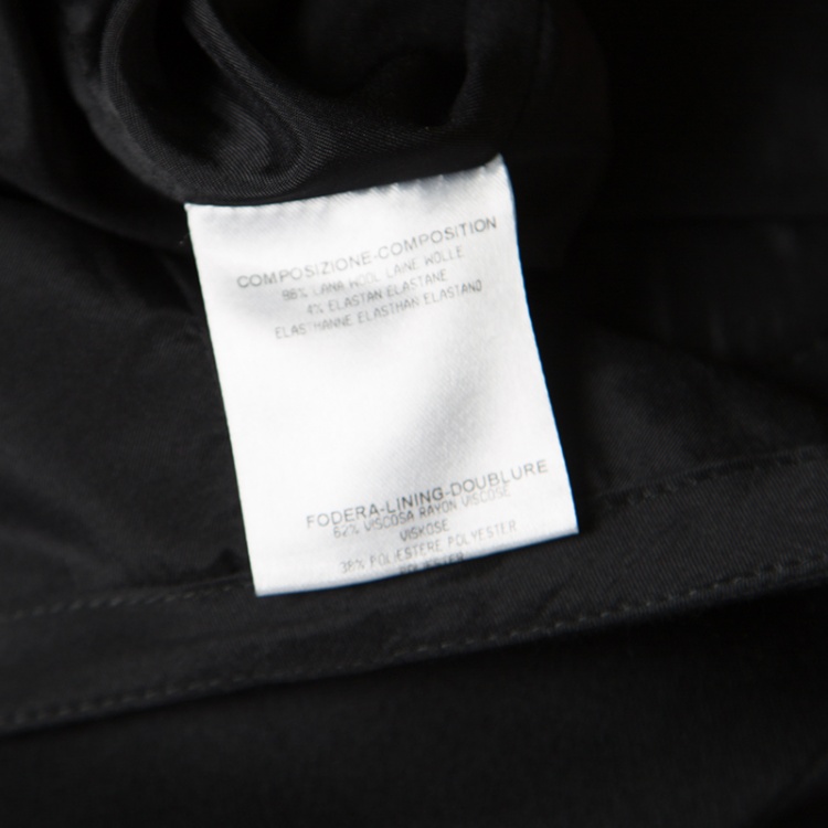 Pre Owned Gucci Black Wool Faux Belt Detail Inverted Pleat Front Skirt S