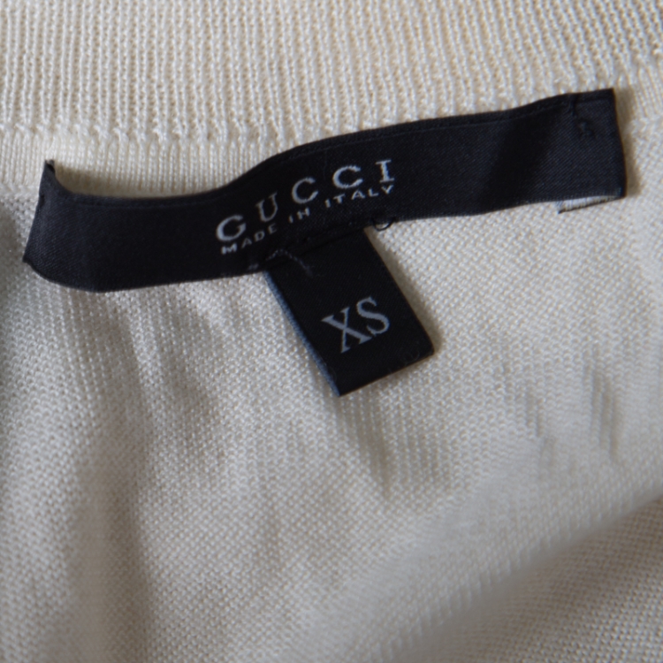 Pre Owned Gucci Beige Floral Printed Silk Rib Trim Sleeveless Top XS