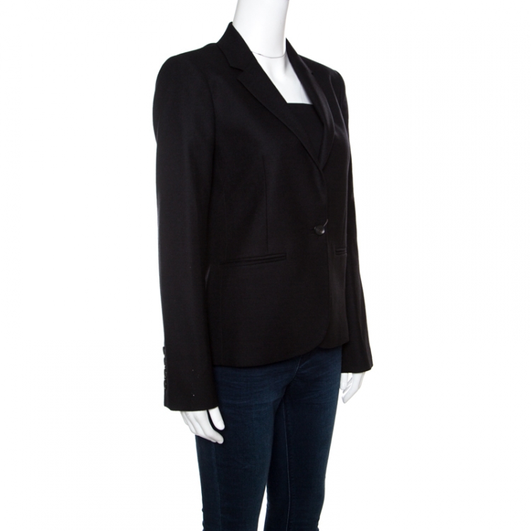 Pre Owned Gucci Black Wool Silk Lined Tailored Blazer M