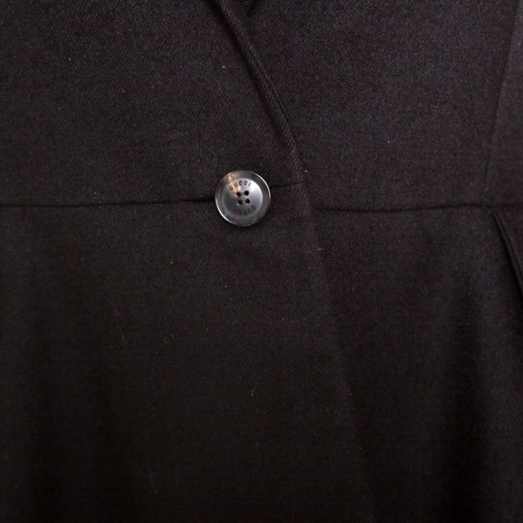Pre Owned Gucci Black Wool and Cashmere Single Button Peplum Blazer M