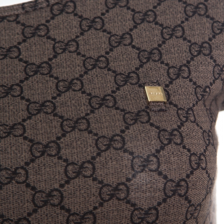 Pre Owned Gucci GG Brown Monogram Printed Cotton T Shirt S