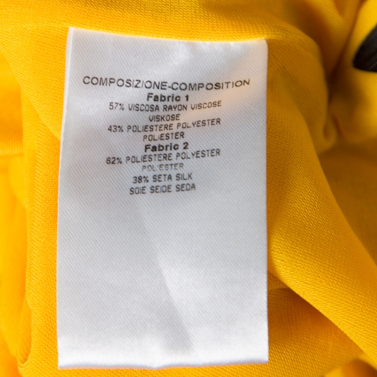 Pre Owned Gucci Yellow and Black Draped One Shoulder Top S