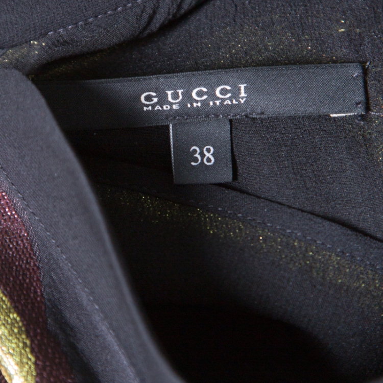 Pre Owned Gucci Black Lurex Metallic Panelled Art Nouveau Top S
