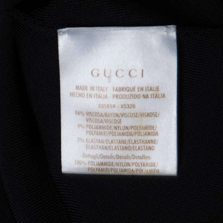 Pre Owned Gucci Black Mesh Insert Ribbed Knit Short Sleeve Top XS