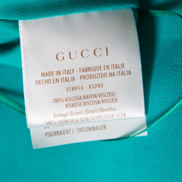 Pre Owned Gucci Emerald Green Jersey Knit Ruffle Detail Halter Top XS