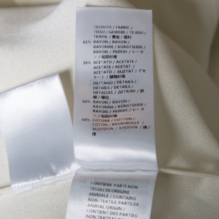 Pre Owned Gucci Cream Grosgrain Trim Detail Long Sleeve Blouse S