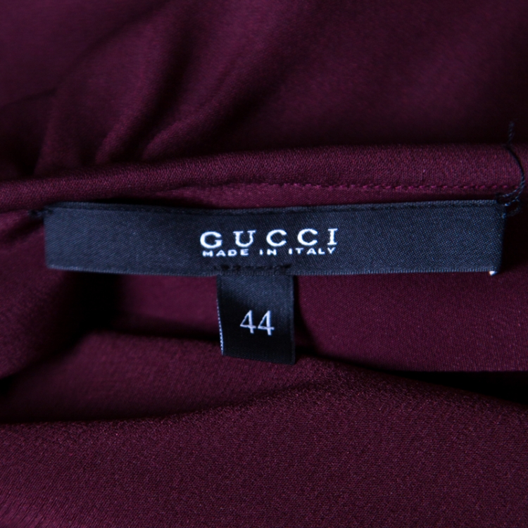 Pre Owned Gucci Burgundy Floral Printed Silk Tie Detail Strapless Maxi Dress M