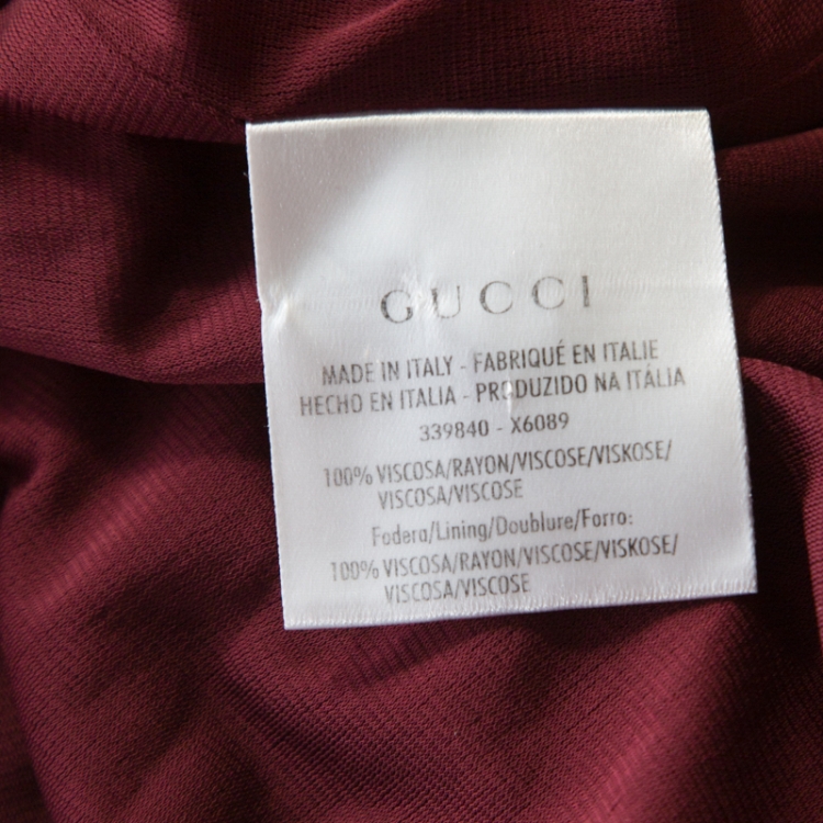 Pre Owned Gucci Burgundy Jersey Draped Neck Detail Sleeveless Top XS