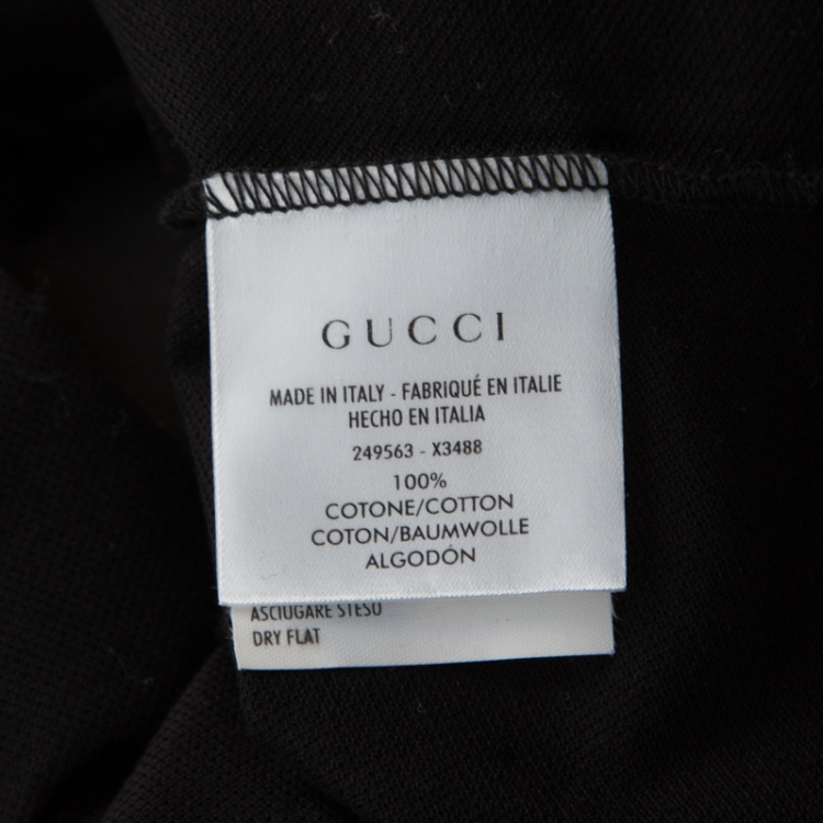 Pre Owned Gucci Black Honeycomb Knit Metal Tipped Collar Polo T-Shirt XS