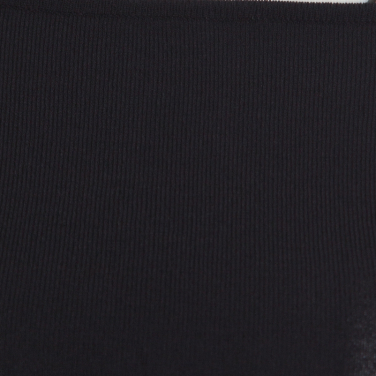 Pre Owned Gucci Black Stretch Knit Leather Buckle Trim Long Sleeve Fitted Top S