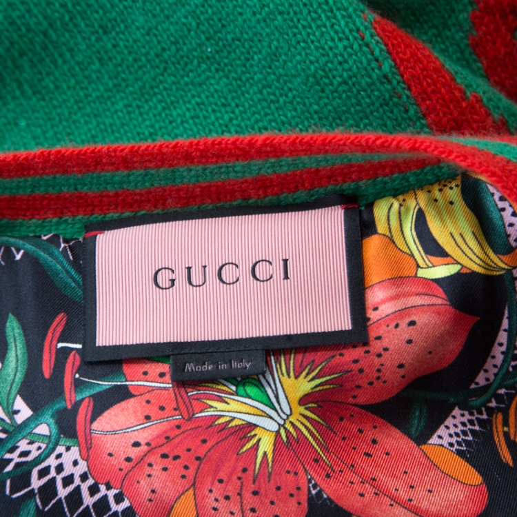Pre Owned Gucci Multicolor Jacquard Wool and Silk Reversible Ghost Cardigan M