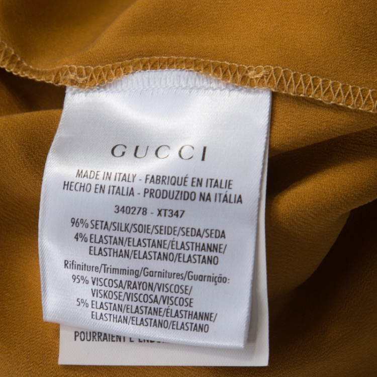 Pre Owned Gucci Gold Silk Drawstring Detail Jogger Pants M