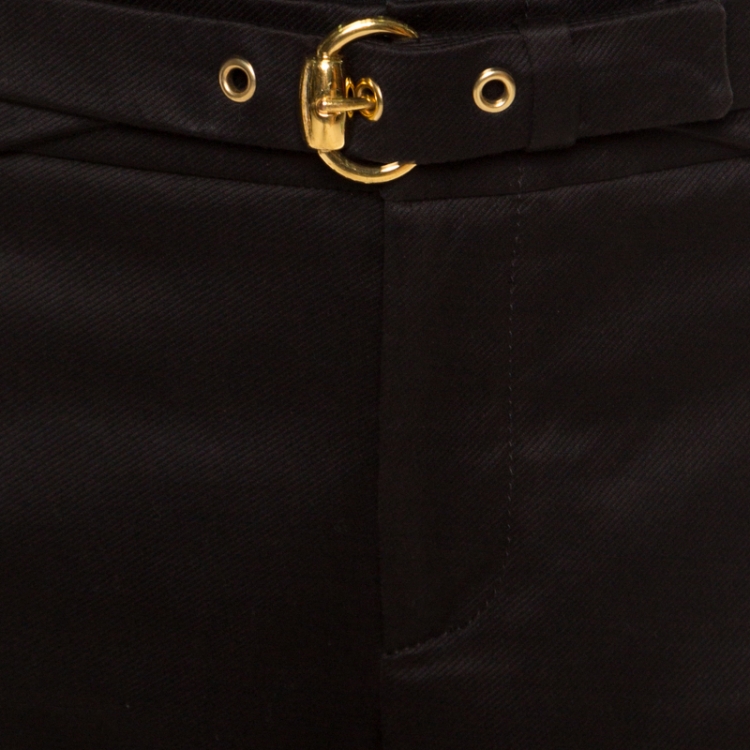 Pre Owned Gucci Black Cotton Belted Trousers M