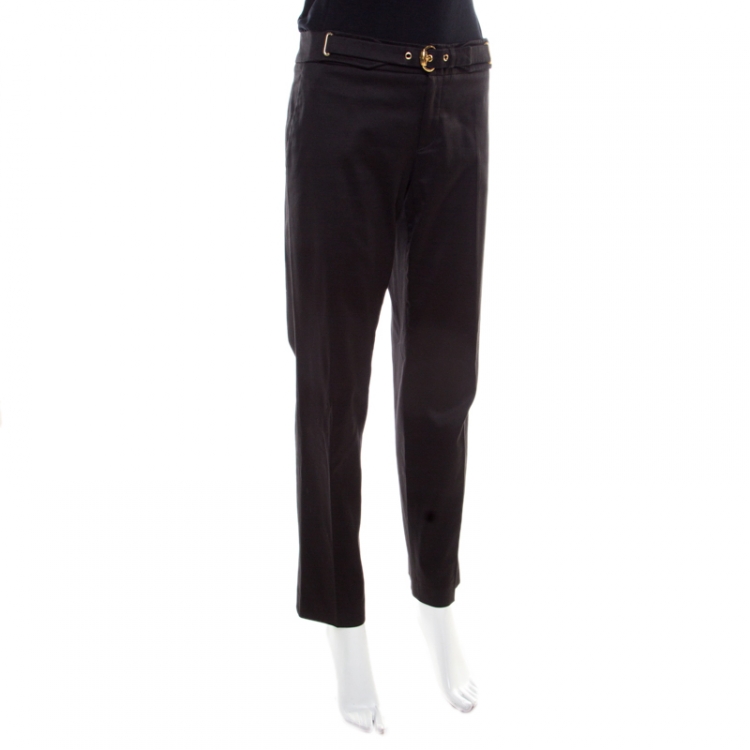 Pre Owned Gucci Black Cotton Belted Trousers M