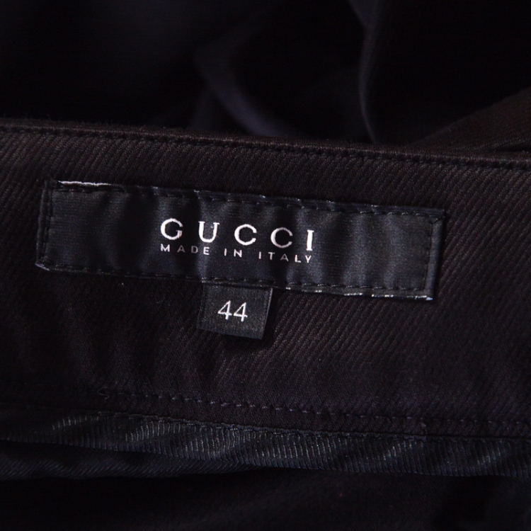Pre Owned Gucci Black Cotton Belted Trousers M