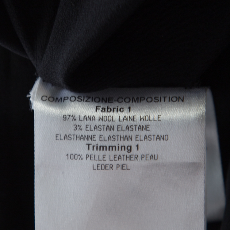 Pre Owned Gucci Black Wool Toggle Detail Long Sleeve Belted Dress M
