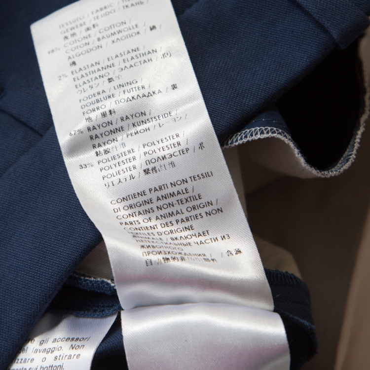 Pre Owned Gucci Blue Cotton Logo Button Detail Tailored Trousers M