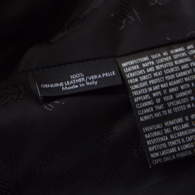 Pre Owned Gucci Black Leather Tailored Two Button Blazer L