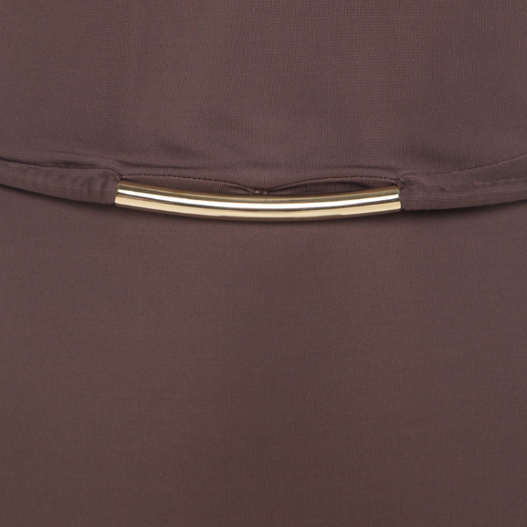 Pre Owned Gucci Walnut Brown Crepe Knit Cut Out Choker Neck Sheath Dress M