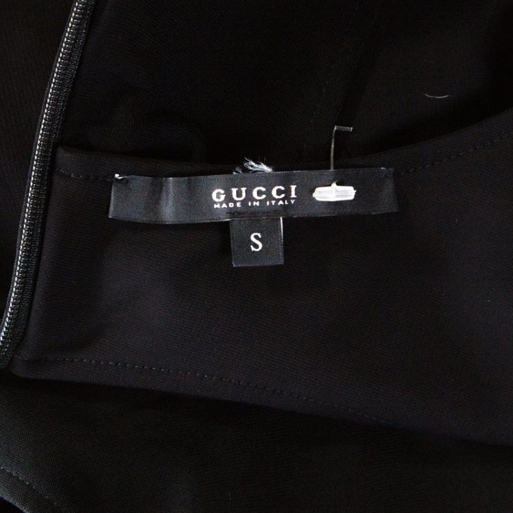 Pre Owned Gucci Black Cut Out Detail Belted Sheath Dress S