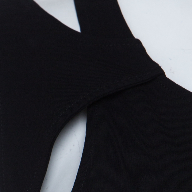 Pre Owned Gucci Black Cut Out Detail Belted Sheath Dress S