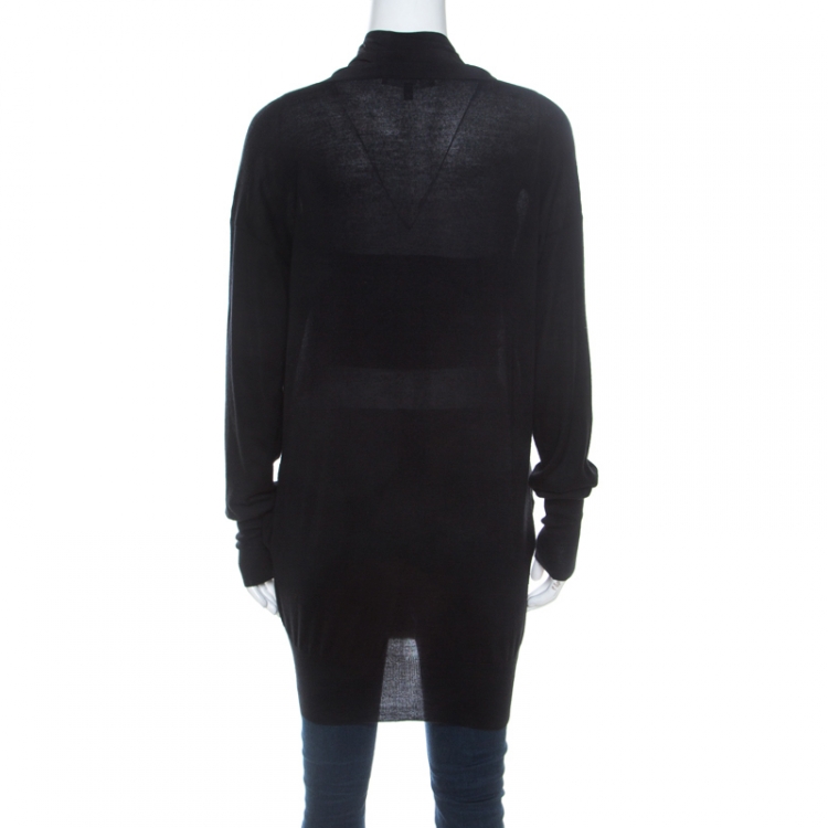 Pre Owned Gucci Black Cashmere and Silk Double Breasted Cardigan M 