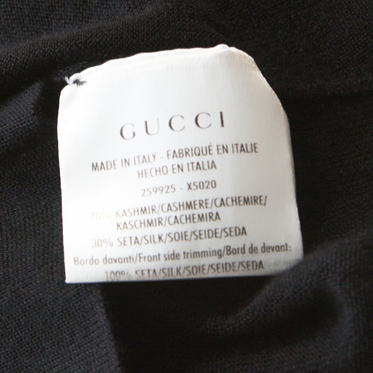 Pre Owned Gucci Black Cashmere and Silk Double Breasted Cardigan M 